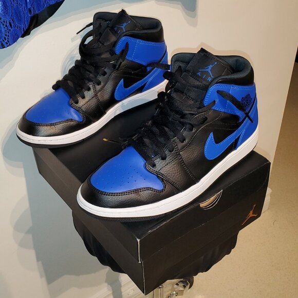 Custom RJ Hyper Royal Jacket W/ Matching Nike Jordan 1 Mid Sneakers 40 Reg MINT - Picture 8 of 16